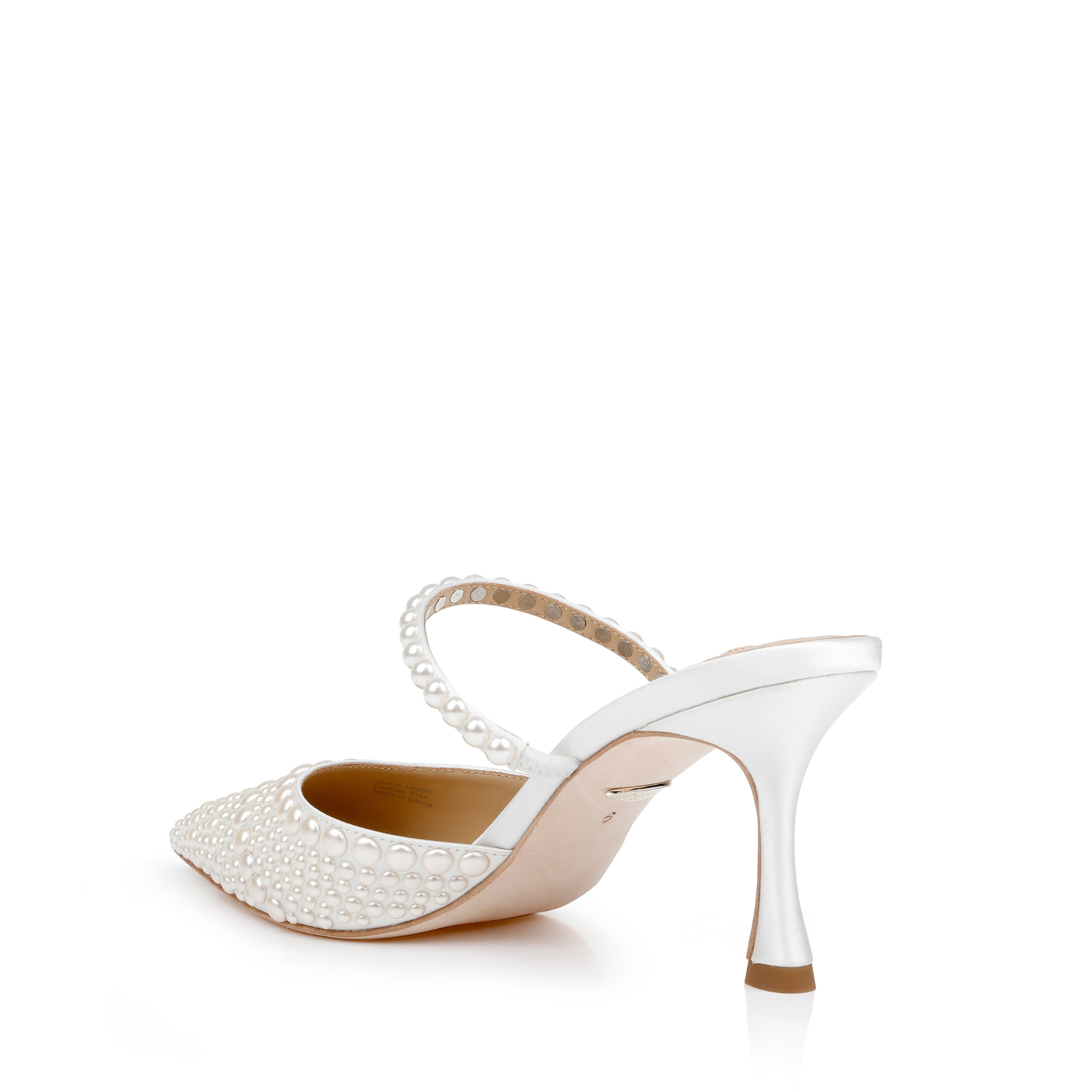 Duchess - Pointed Toe Pearl High Heel Mules - Soft White