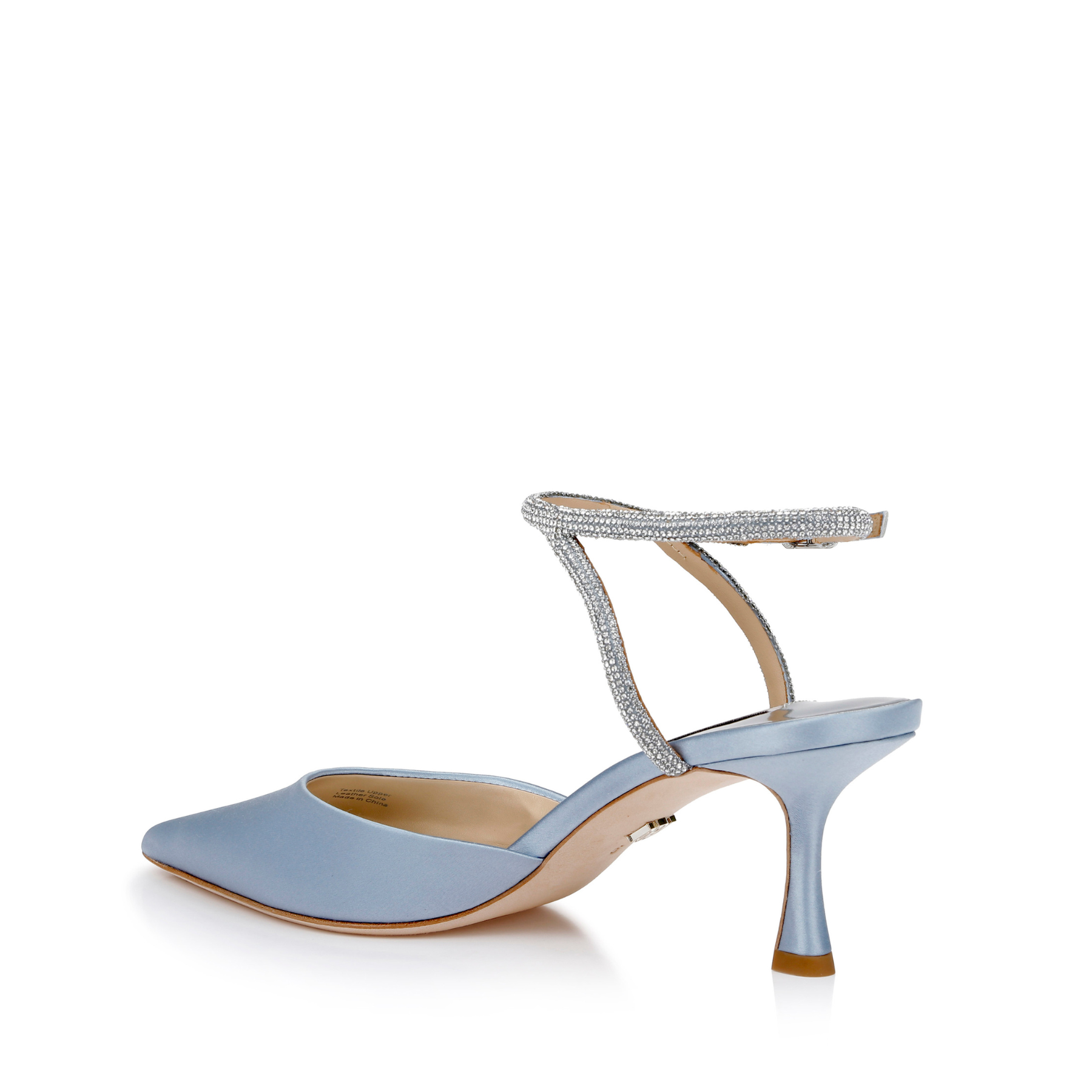 Autumn - Crystal Ankle Strap Kitten Heel Pumps - Azure Blue