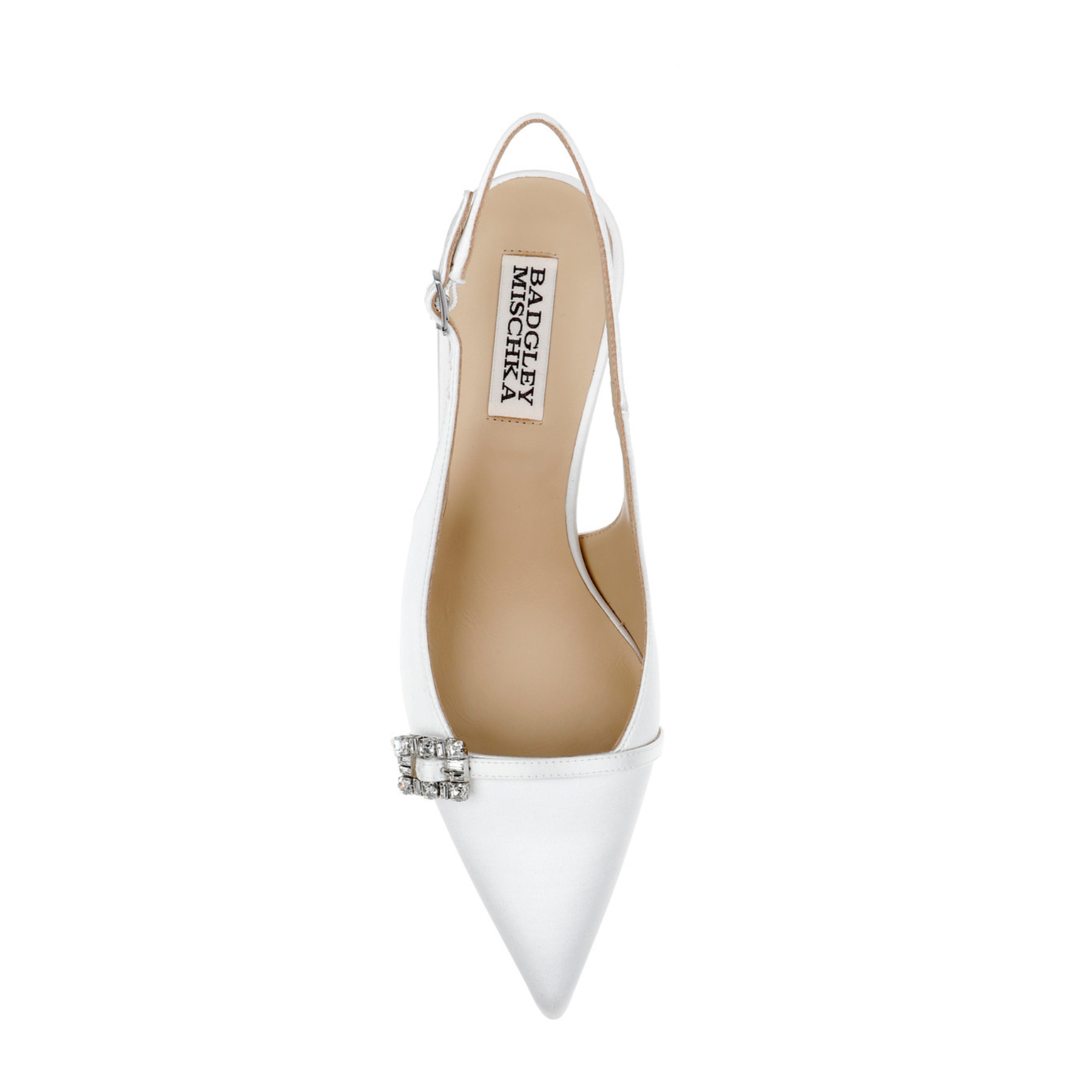 Annmarie - Jewelled Slingback Pointed Toe Stiletto Pumps - White