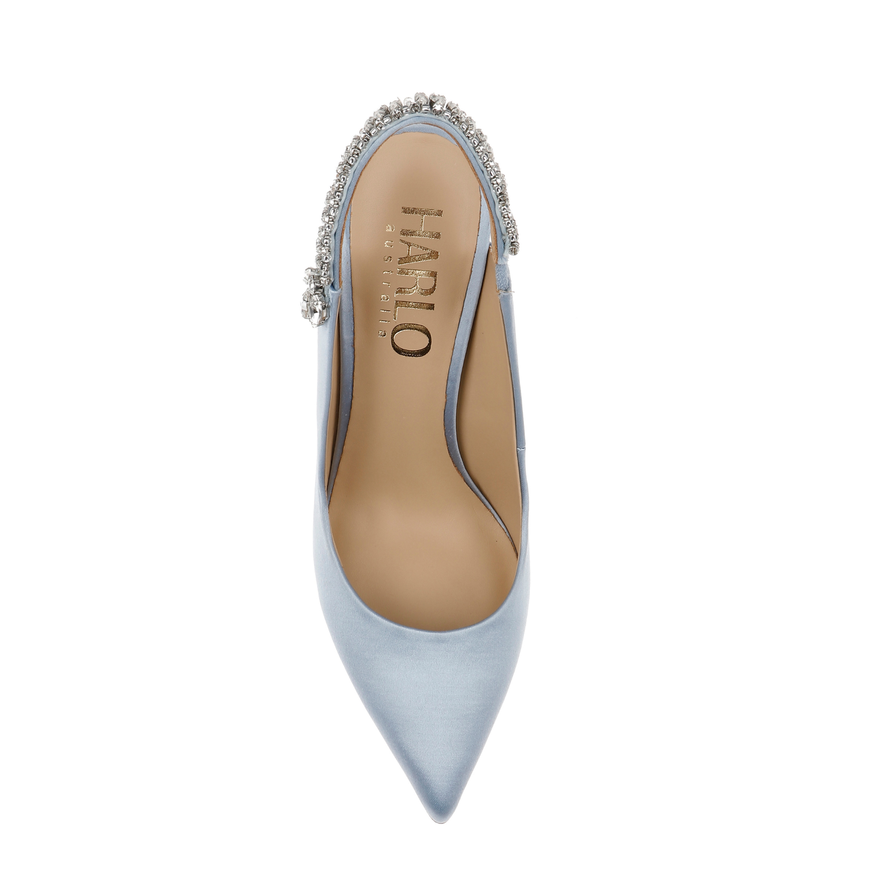Bonnie Azure - Blue Crystal Embellished Sling Back Bridal Pump
