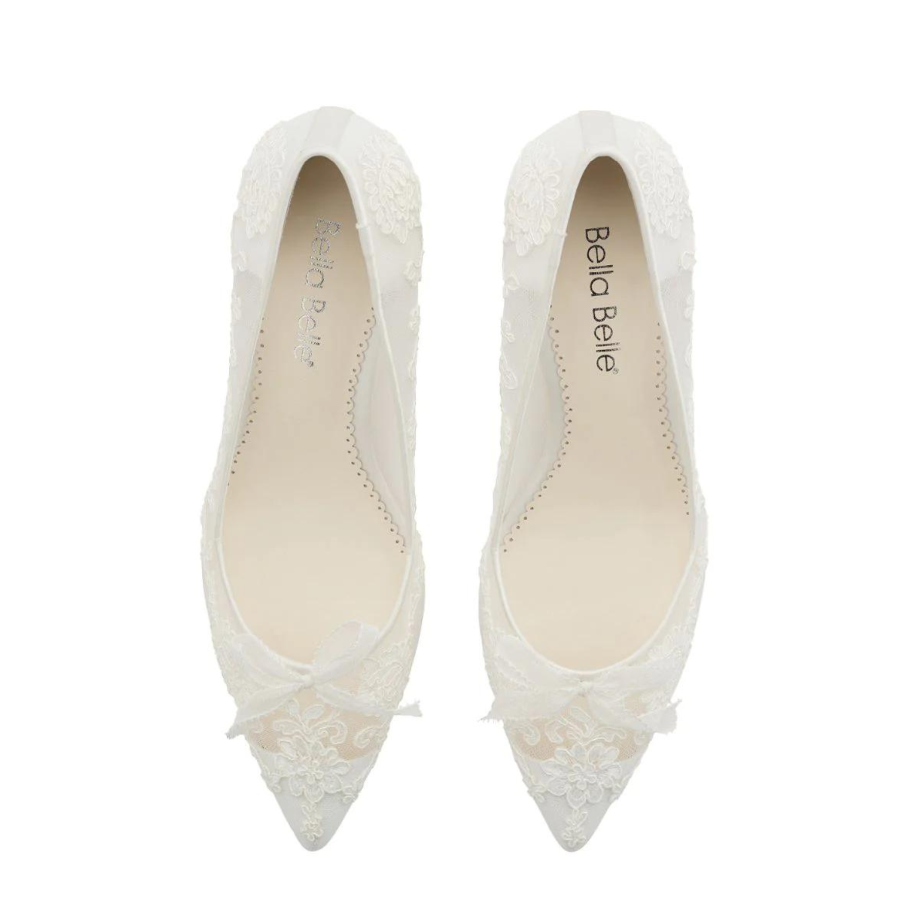 Monica - Lace Embroidered Ivory Bridal Kitten Heels