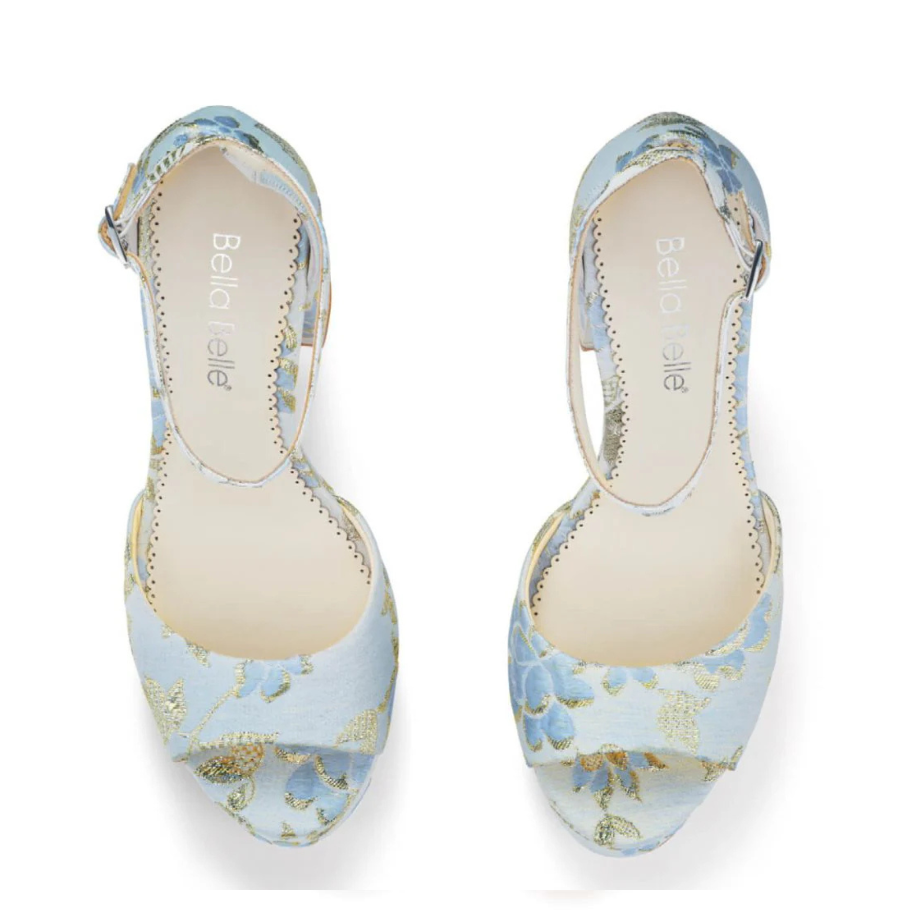 Catarina - Blue Floral Jacquard Platform Sandals