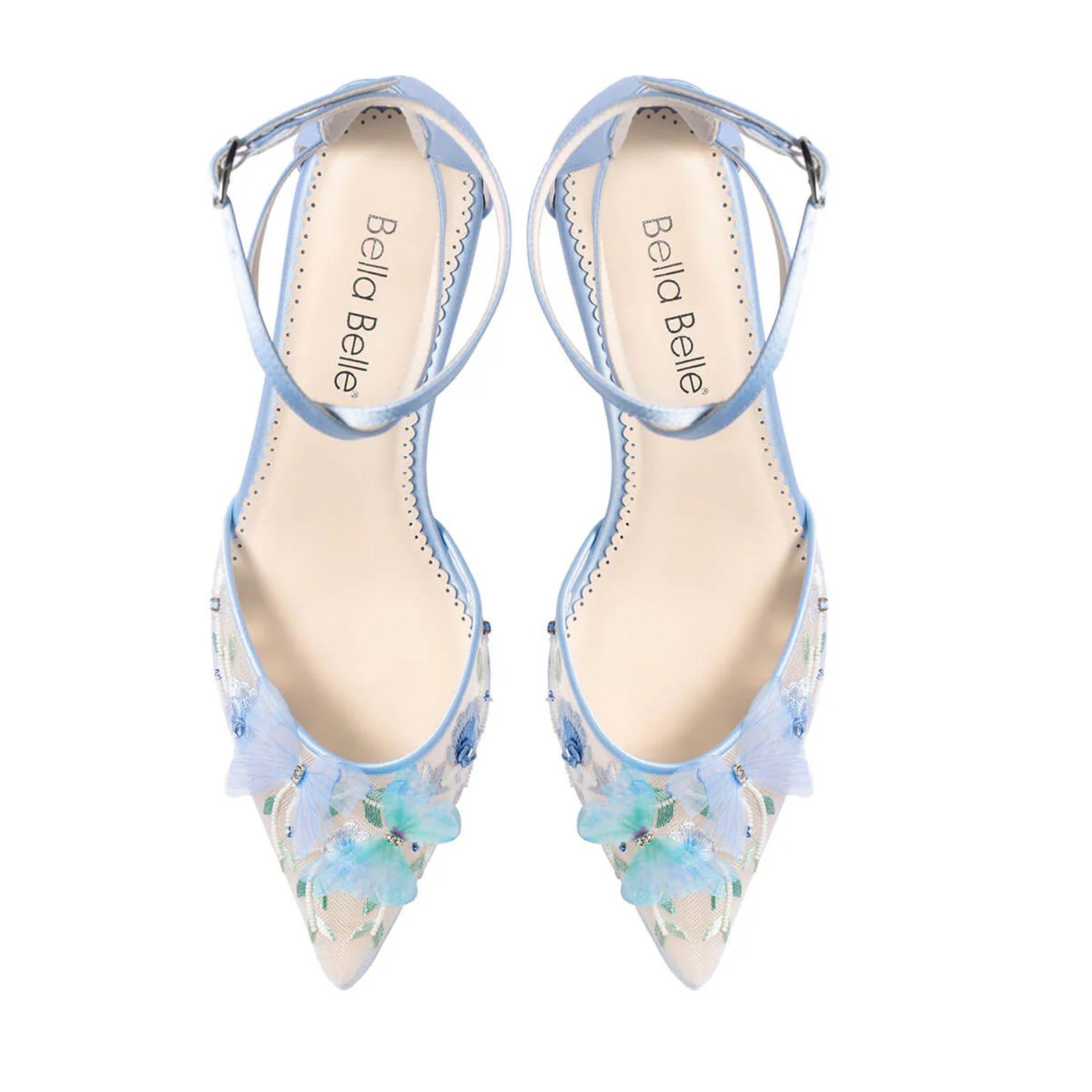 Eliza - Blue Butterfly Block Heels