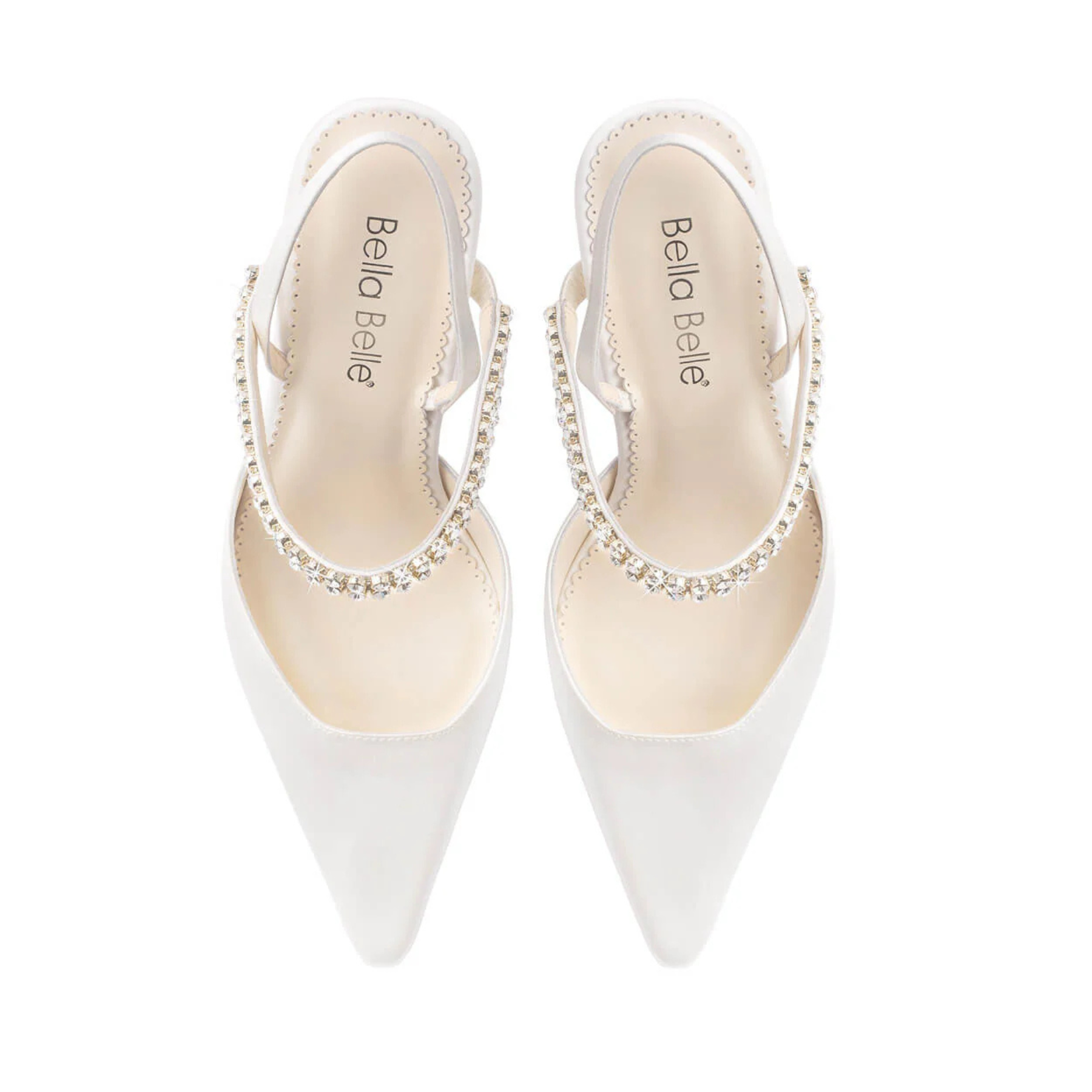 Campbell - Crystal Strap Spool Heel Slingbacks - Ivory