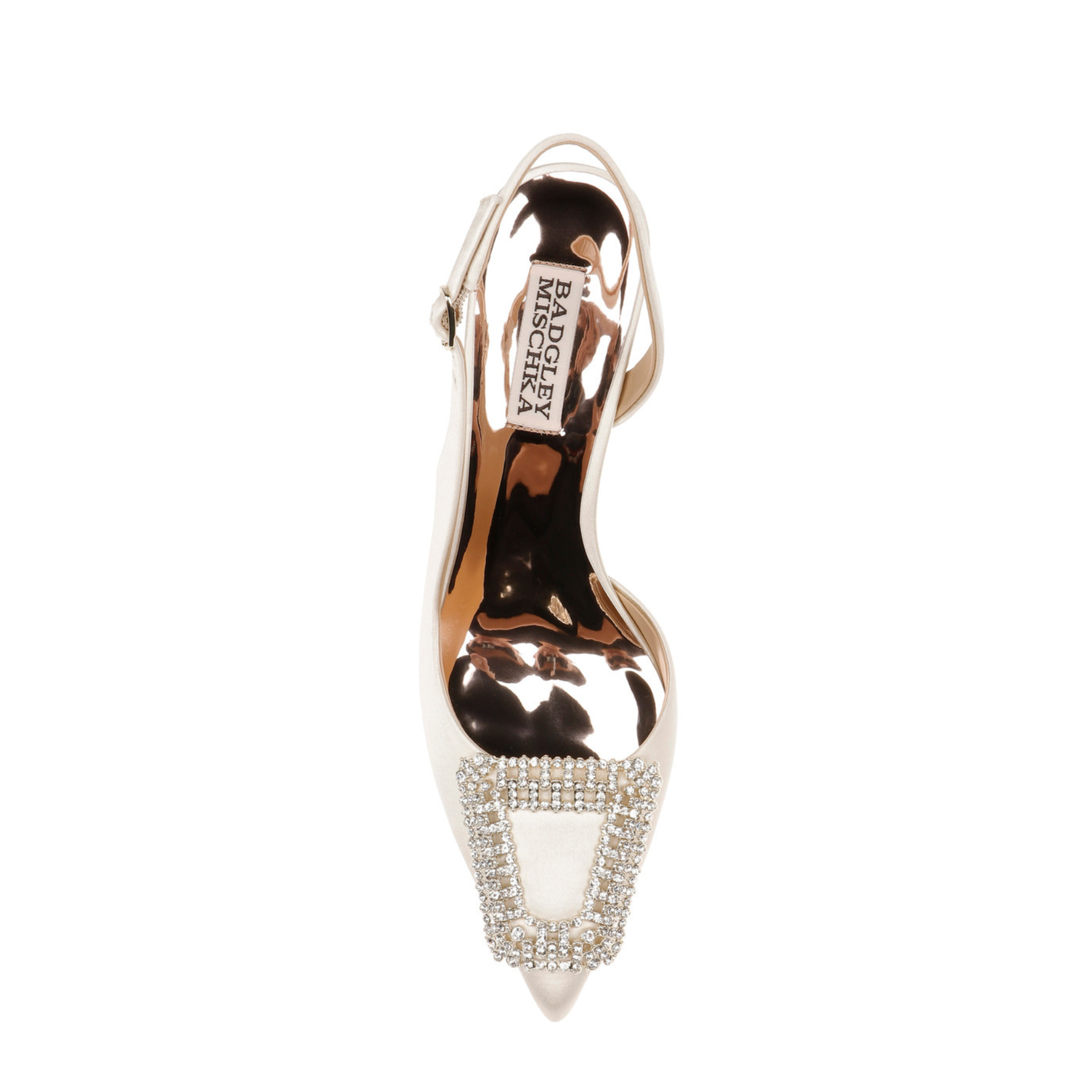 Enida - Pointed Toe Stiletto Slingback with Crystal Buckle - Ivory