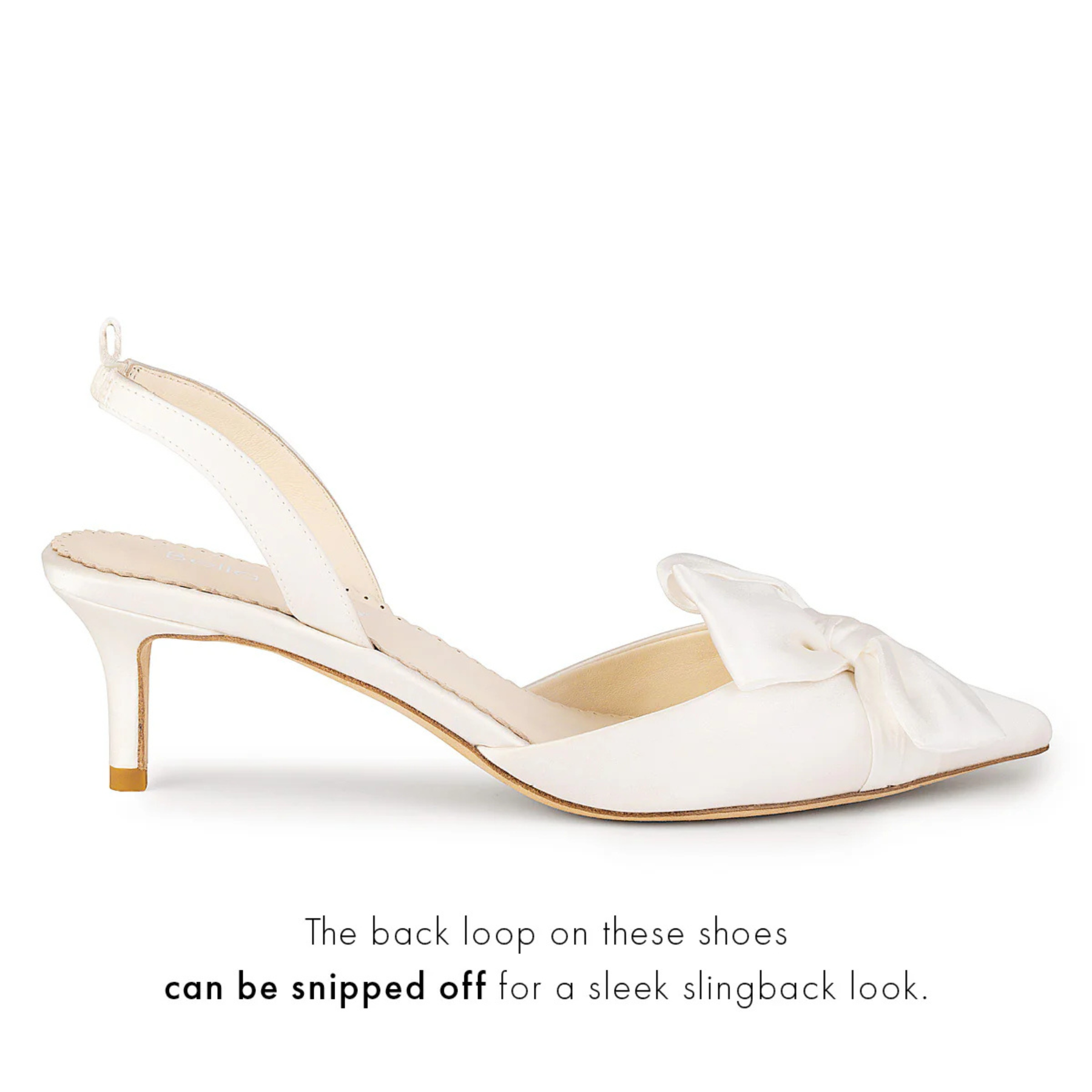 Raven - Slingback Kitten Heels with Bow and Removable Ankle Strap - Ivory