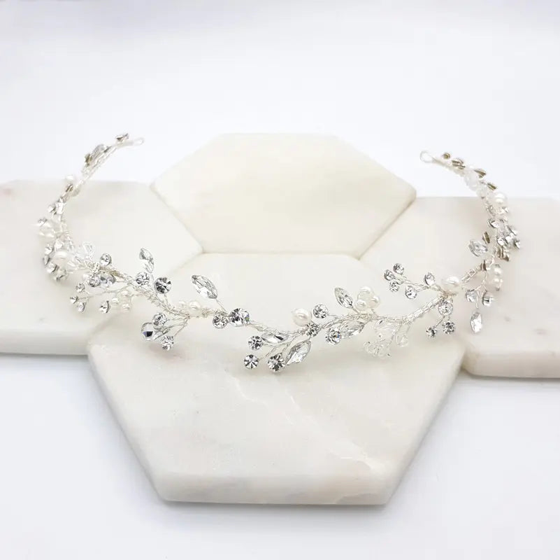 Diana - Floral Pearl and Crystal Bridal Headband