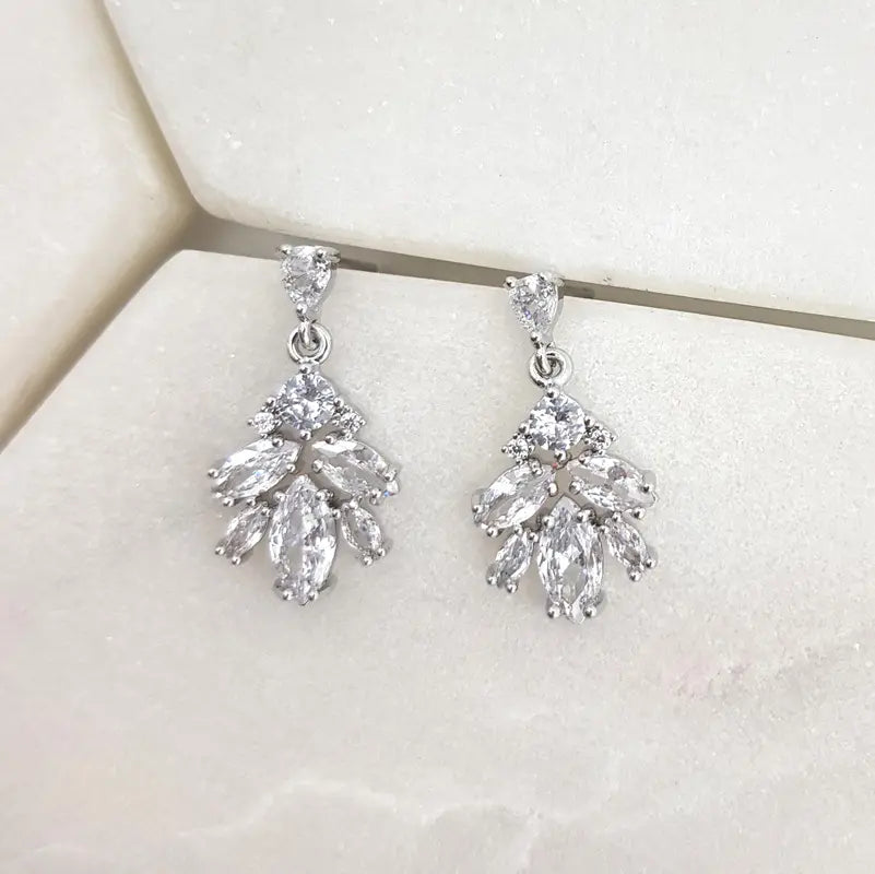 Claudia - Sparkling Marquise Crystal Bridal Drop Earrings