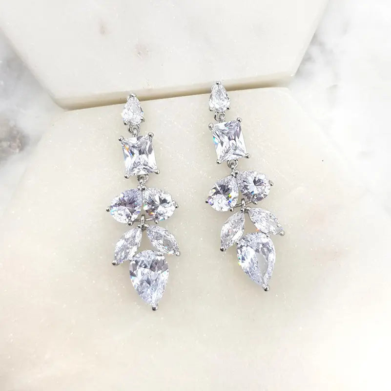 Lavinia - Mixed Crystal Bridal Statement  Drop Earrings
