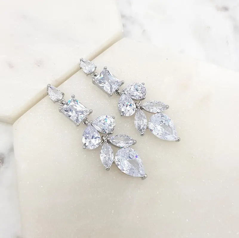 Lavinia - Mixed Crystal Bridal Statement  Drop Earrings