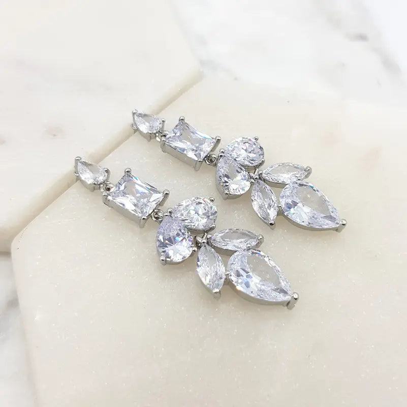 Lavinia - Mixed Crystal Bridal Statement  Drop Earrings