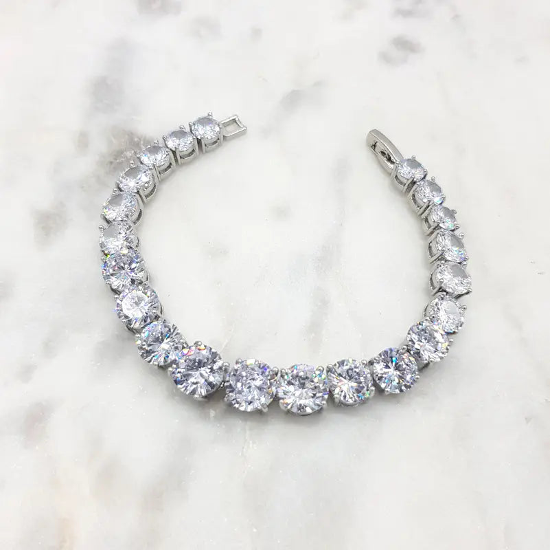 Mary - Brilliant Round Crystal Bridal Tennis Bracelet