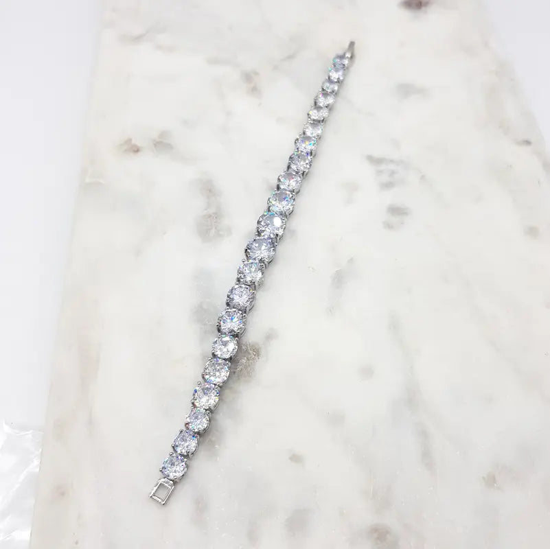 Mary - Brilliant Round Crystal Bridal Tennis Bracelet