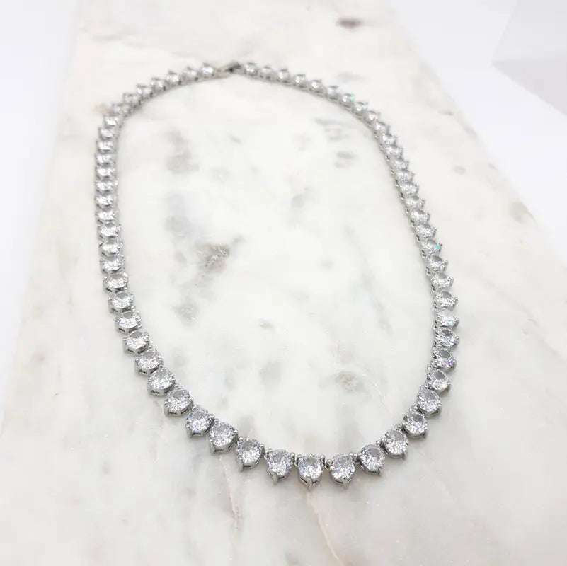 Elizabeth  - Classic Statement Crystal Bridal Tennis Necklace