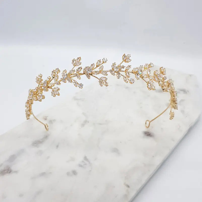 Athena - Floral Crystal Bridal Headband