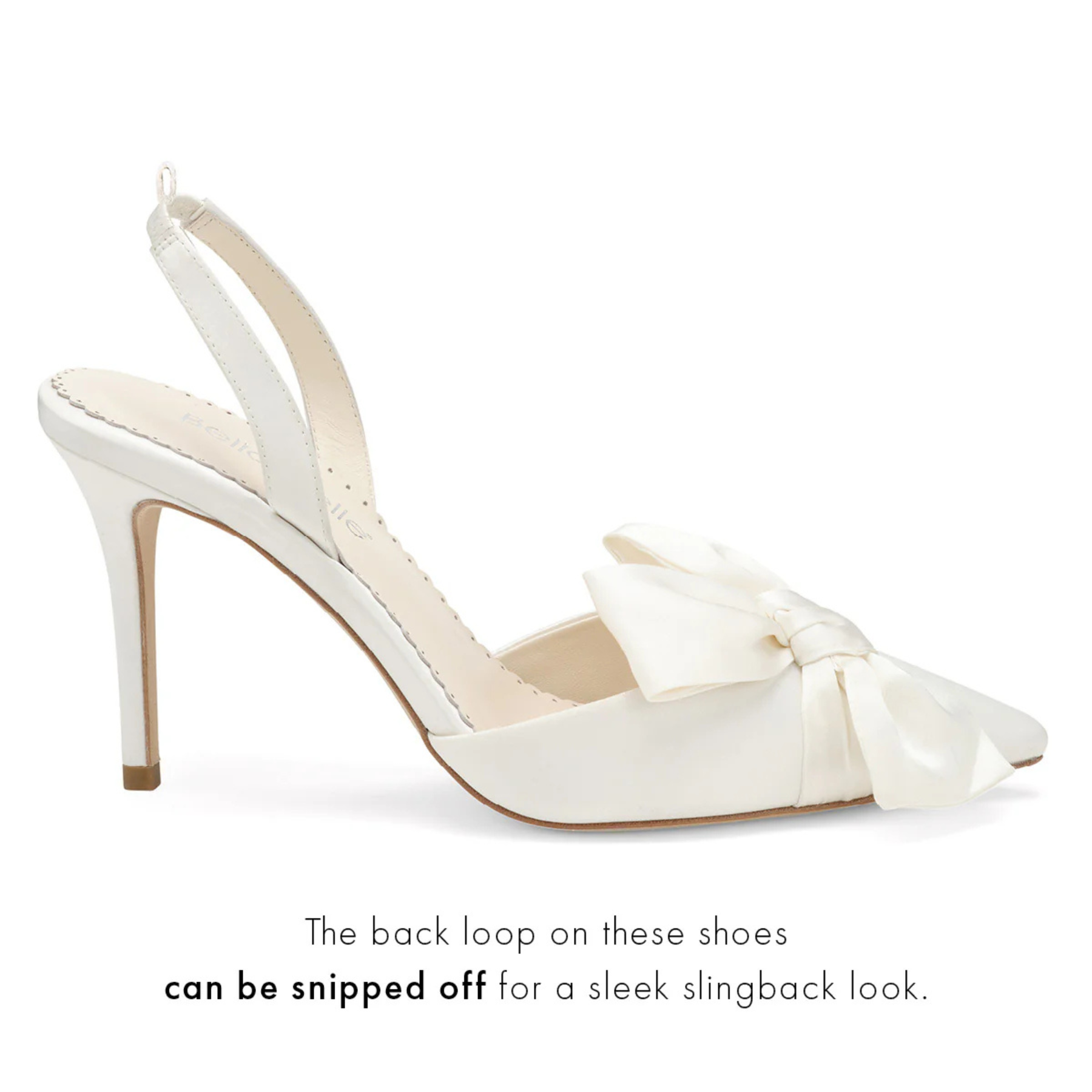 Rhodes - Bow Wedding Heels with Removable Ankle Straps - Ivory