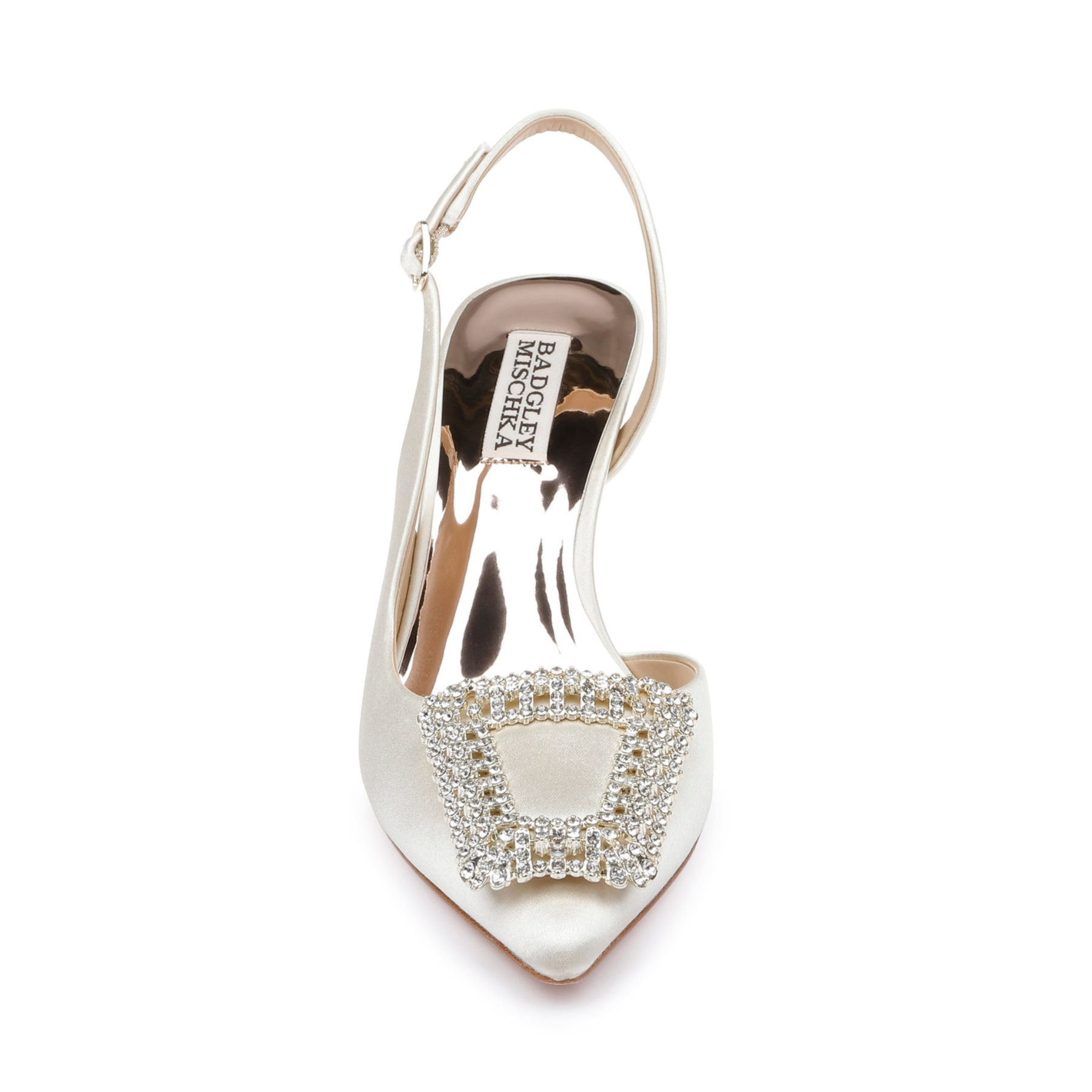 Enida - Pointed Toe Stiletto Slingback with Crystal Buckle - Ivory