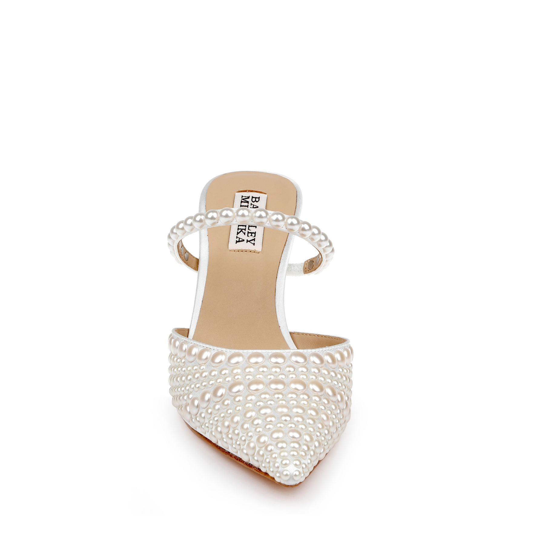 Duchess - Pointed Toe Pearl High Heel Mules - Soft White