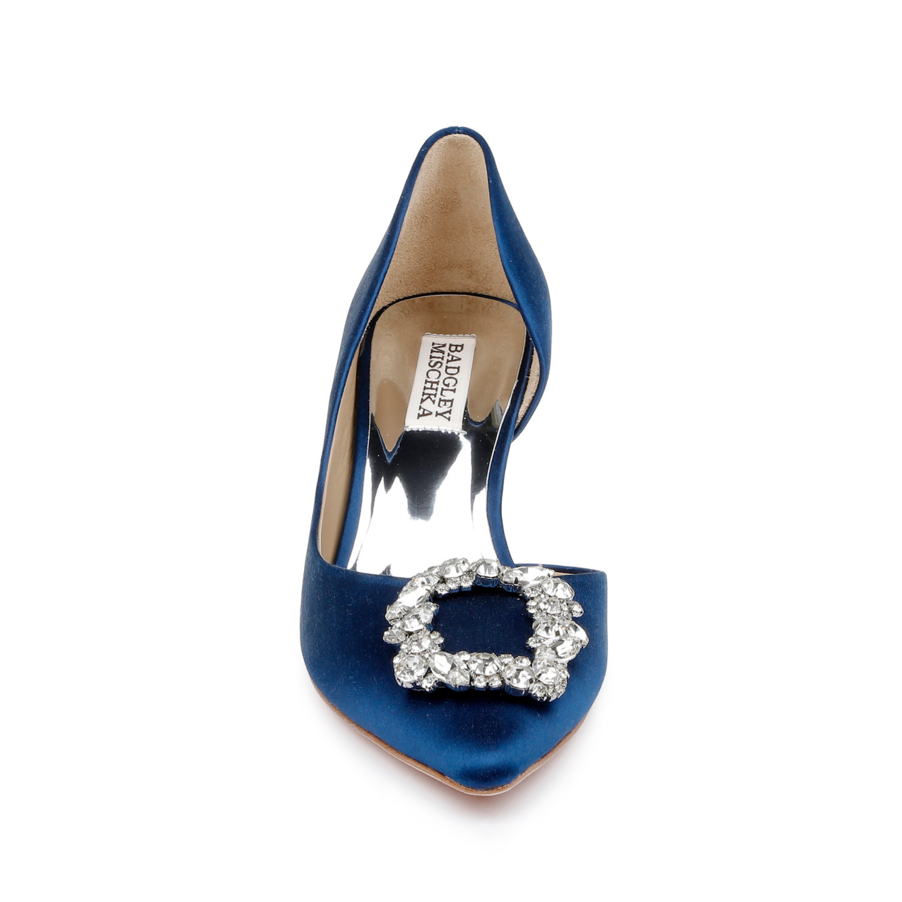 Fabia - D'Orsay Kitten Heel With Crystal Buckle - Navy Blue