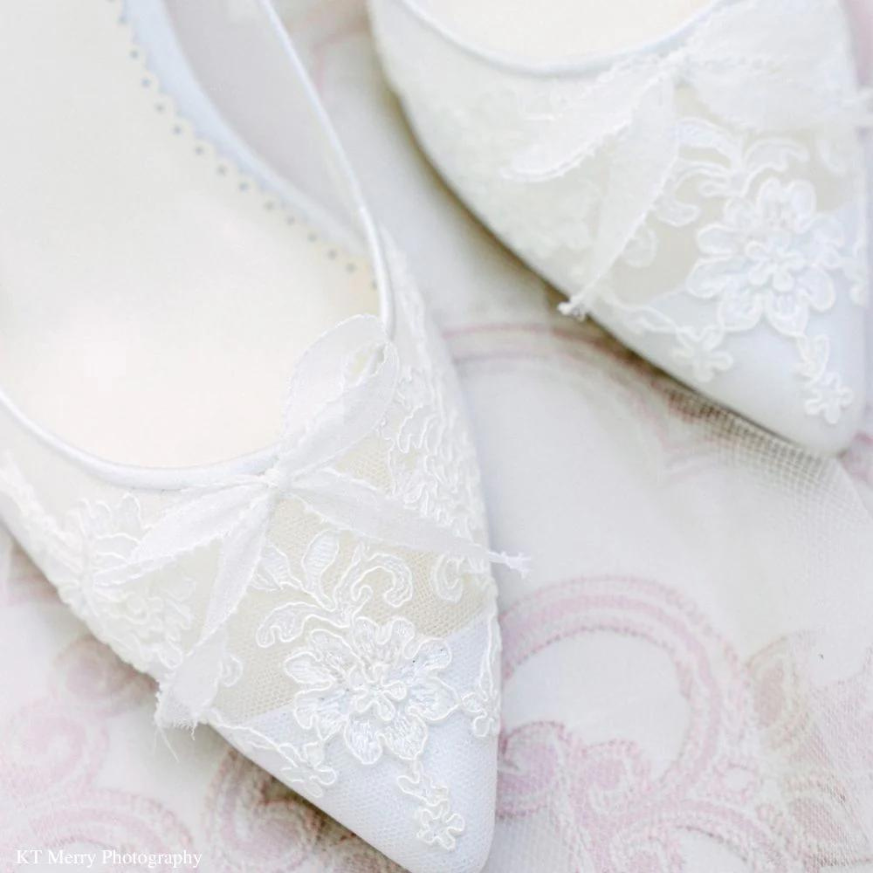 Monica - Lace Embroidered Ivory Bridal Kitten Heels