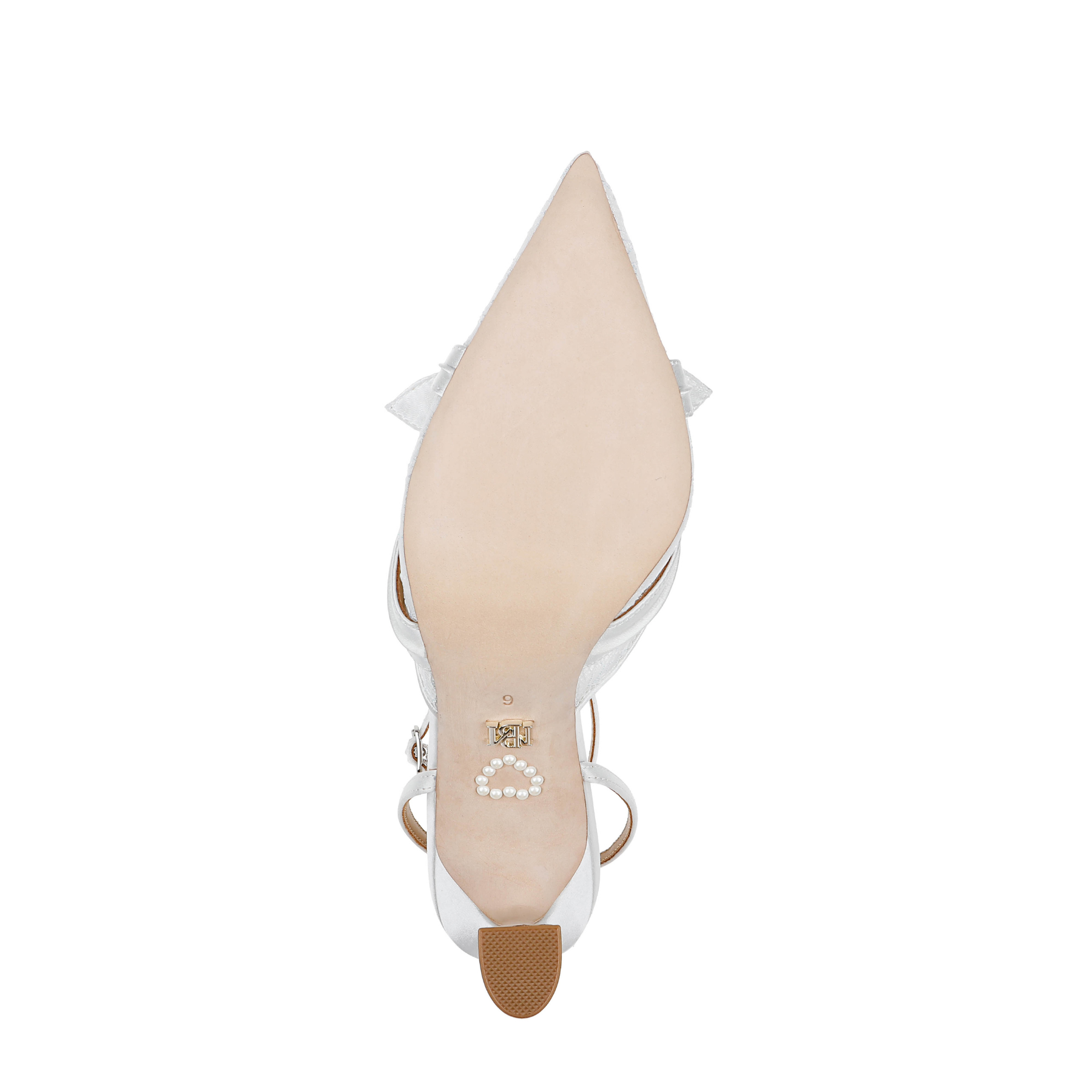 Josie - Pointed Toe Lace Ankle Strap Pumps - Soft White