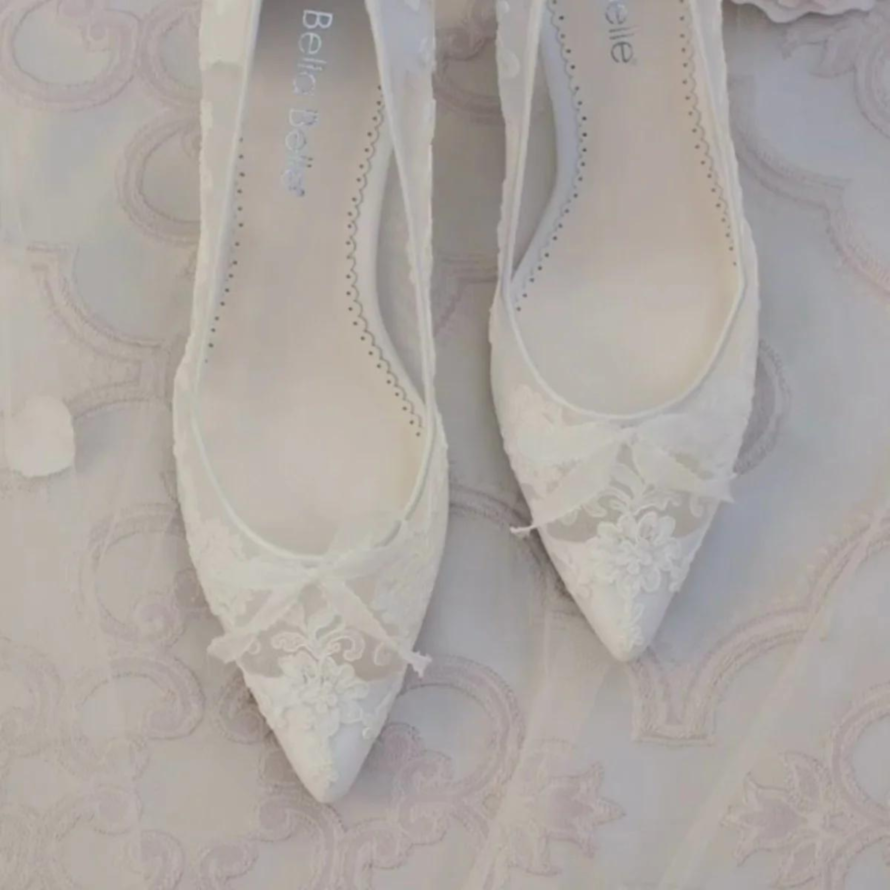 Monica - Lace Embroidered Ivory Bridal Kitten Heels