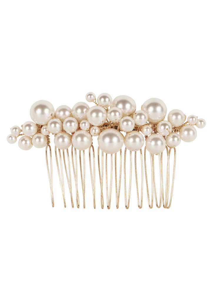 Elizabeth Bower - Bubble Pearl Comb - Rhodium Silver