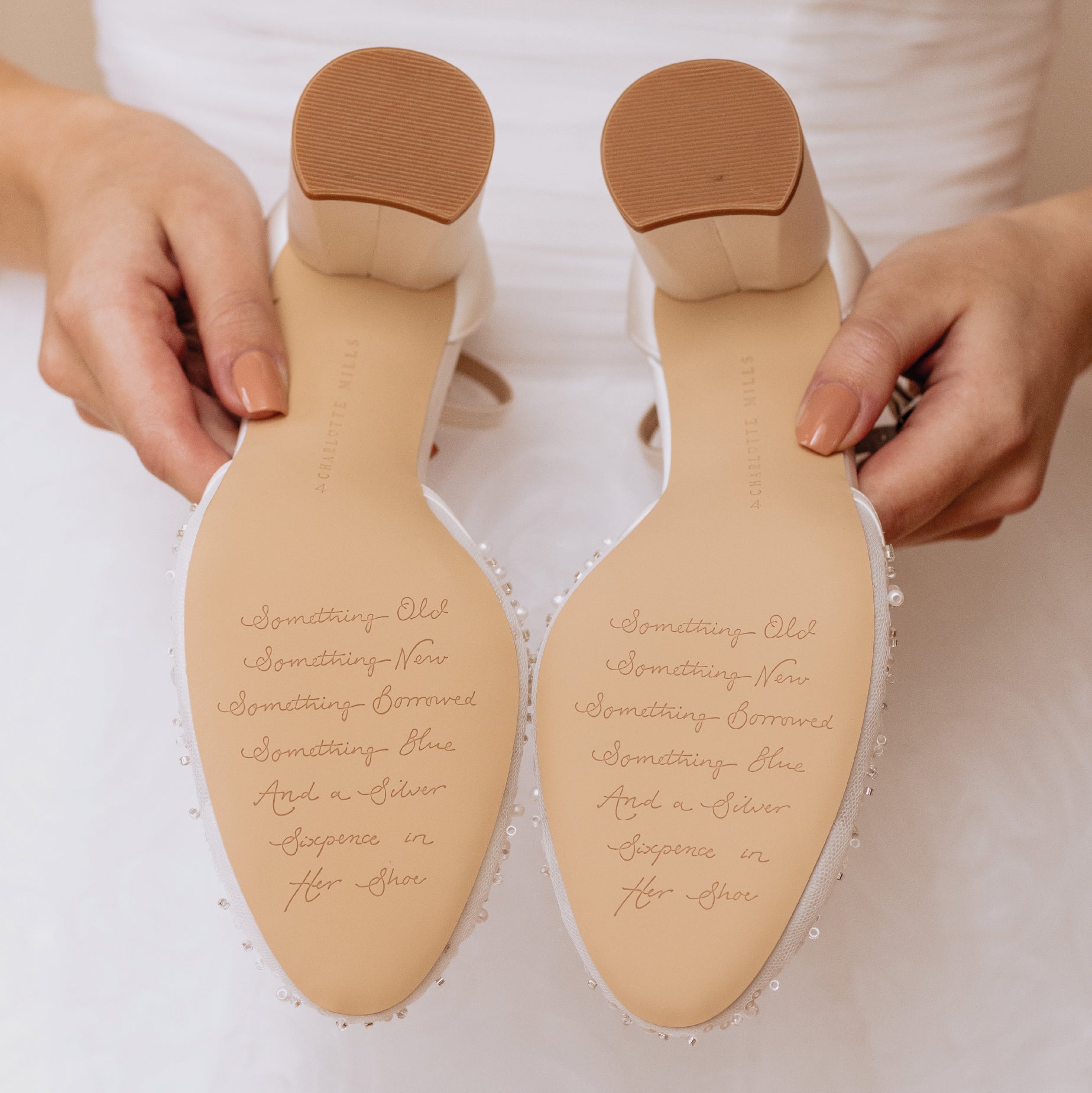 Nicole - Pearl Studded Strappy Bridal Flats - Ivory