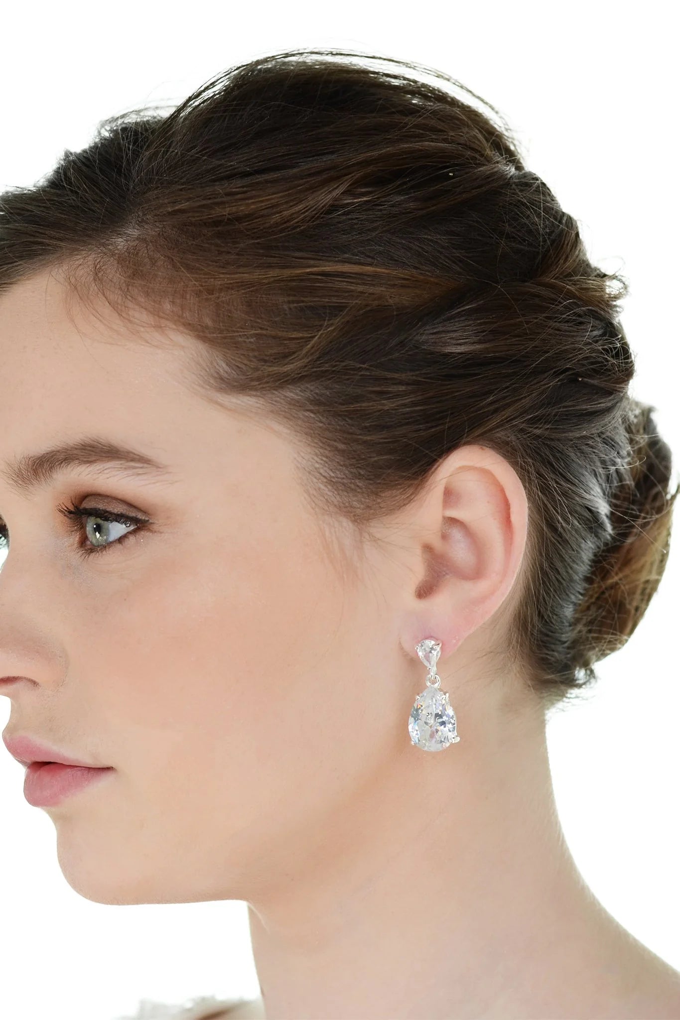 Jasmine - Classic Pear Cut Crystal Drop Bridal Earrings