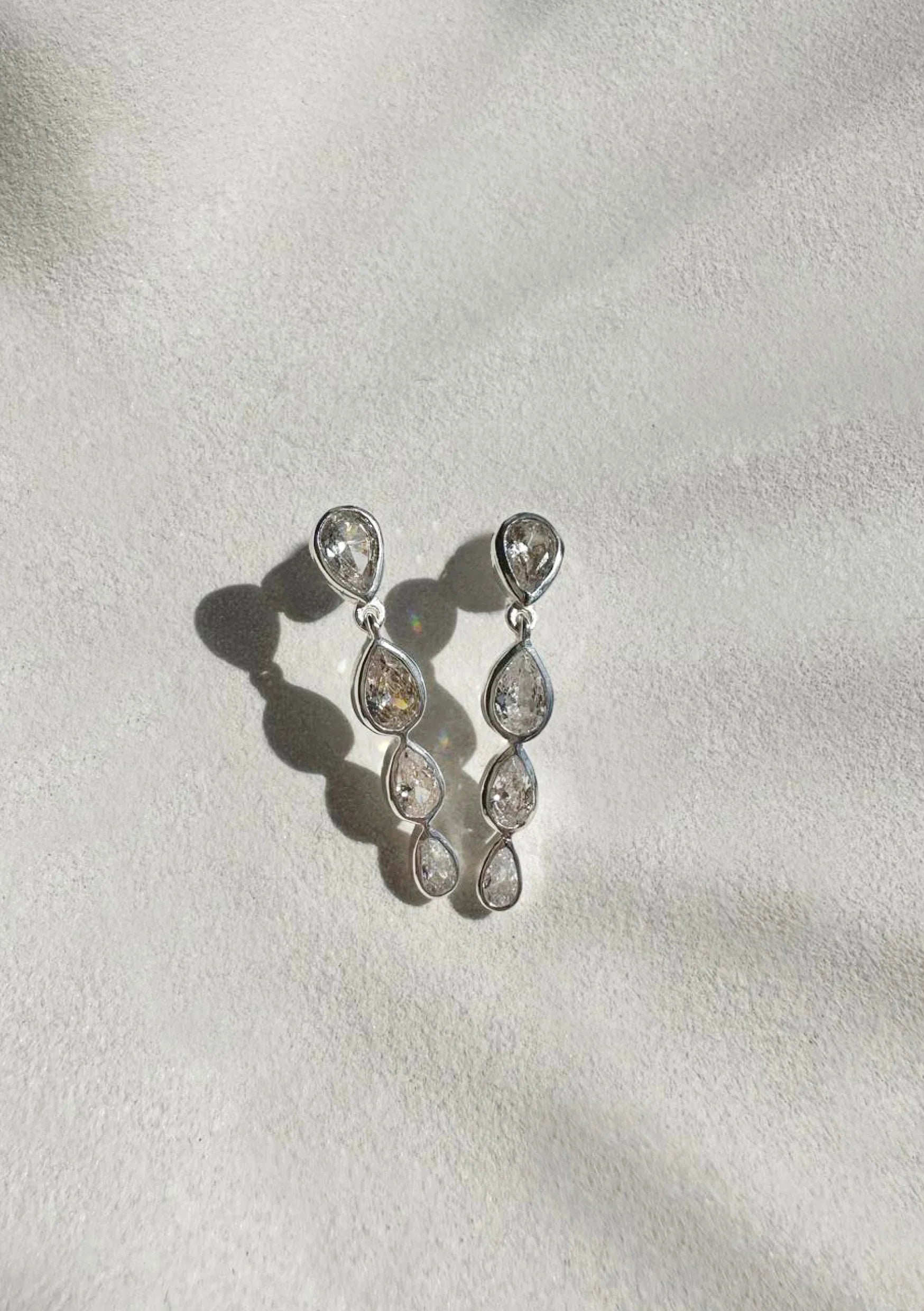 Lola Knight - Genevieve - Cubic Zirconia Crystal Drop Earrings - Silver