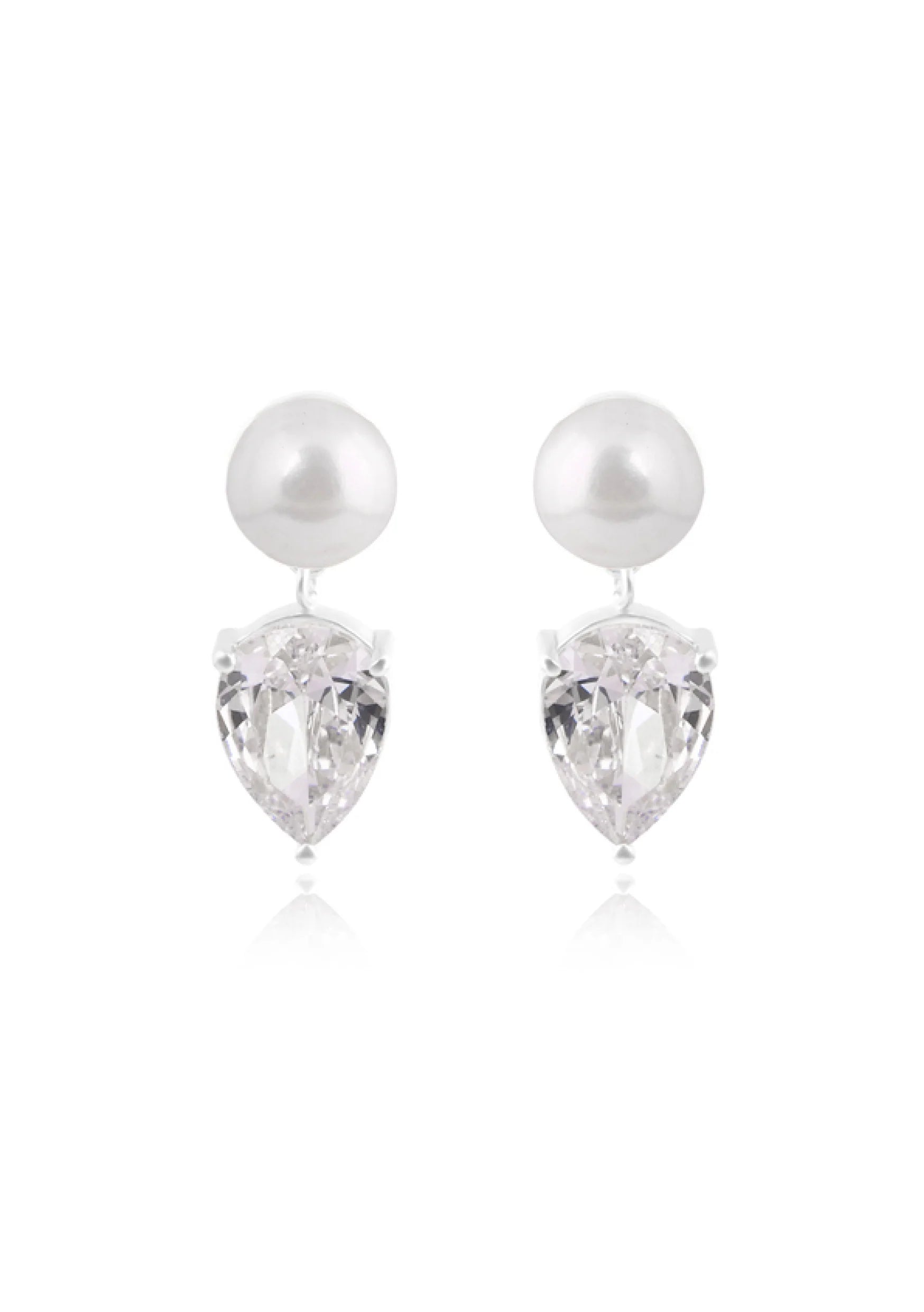 Lola Knight - Harper - Crystal And Pearl Bridal Drop Earrings - Silver