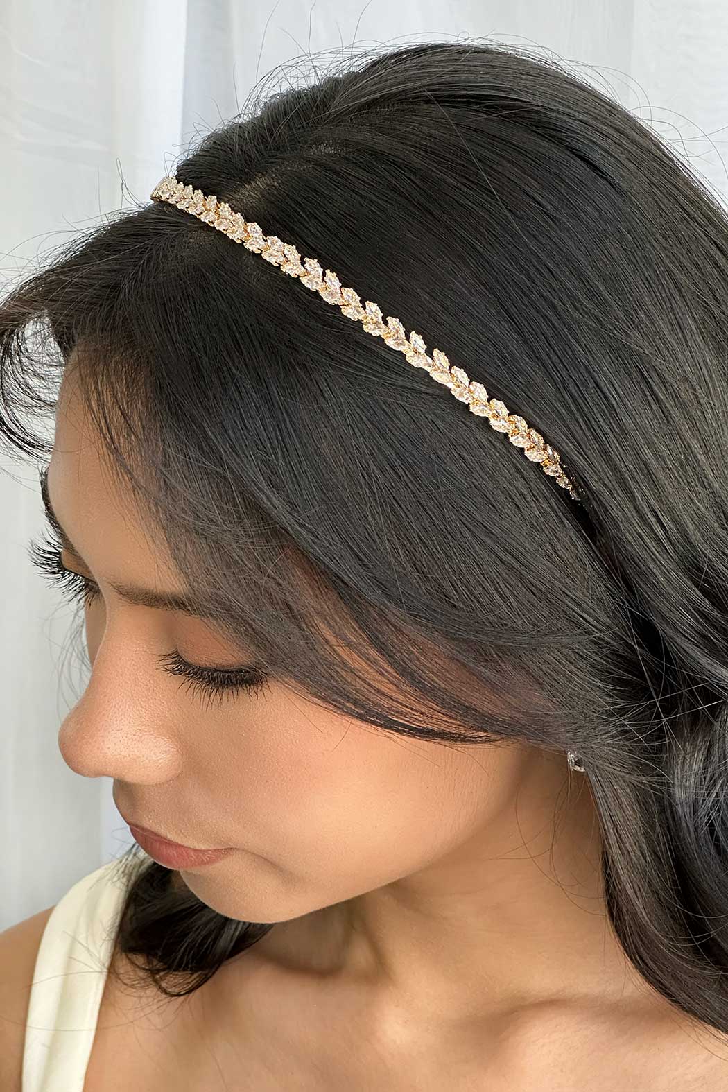 Bella Single - Single Row Marquise Crystal Bridal Headband