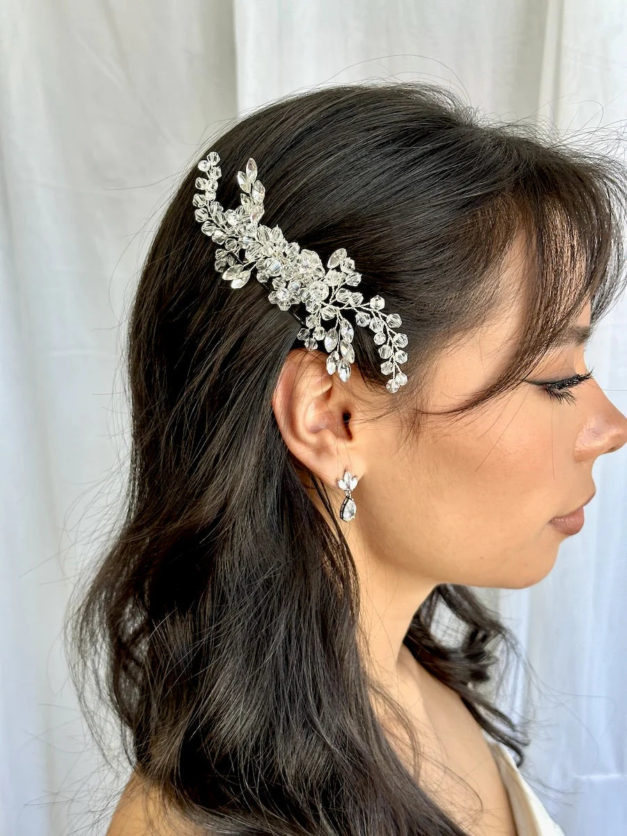 Freya - Pretty Silver Sparkling Crystal Bridal Comb