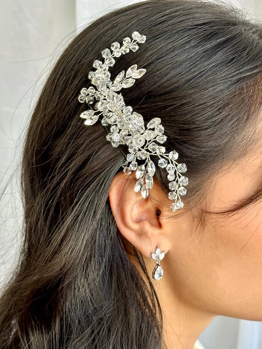 Freya - Pretty Silver Sparkling Crystal Bridal Comb