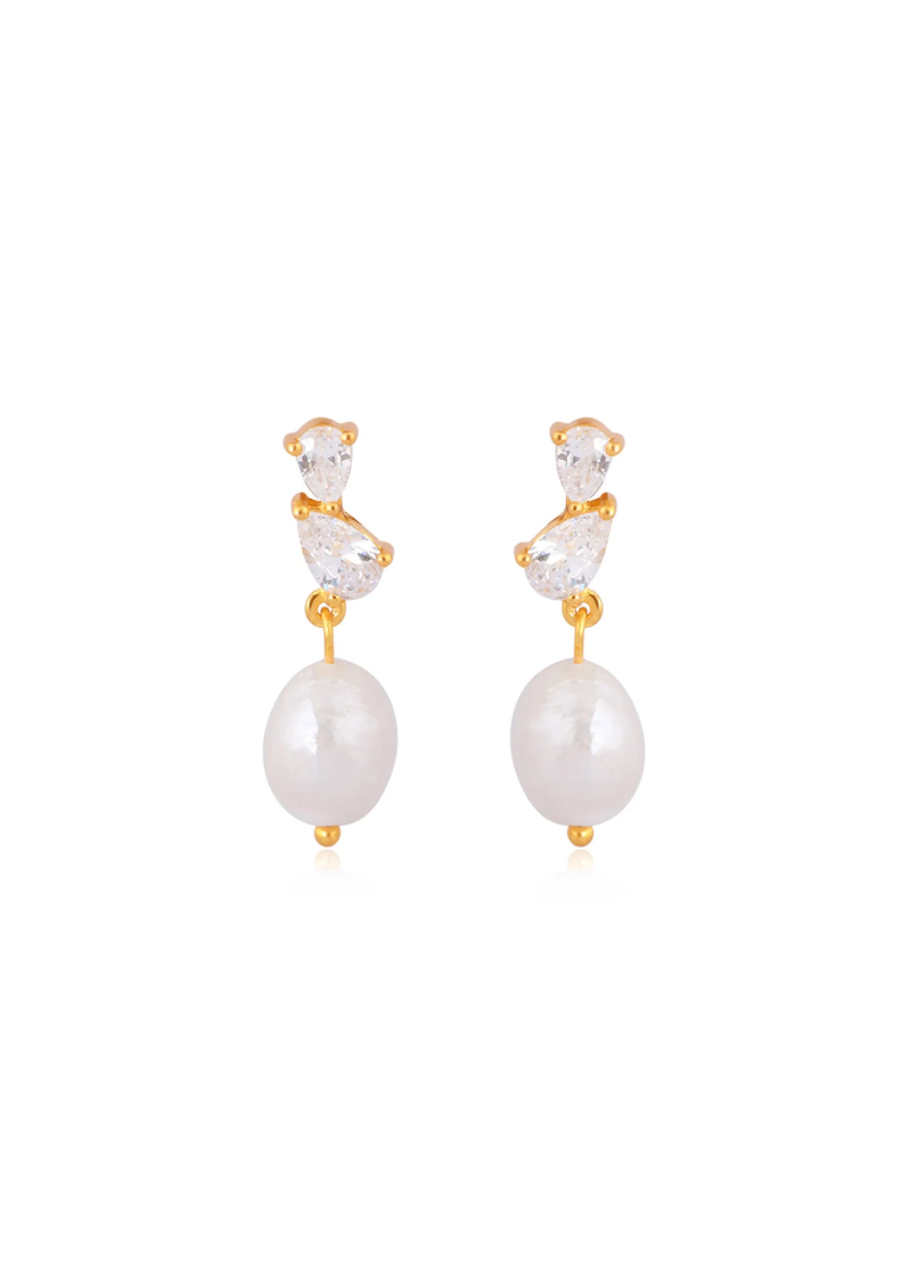 Lola Knight - Ines - Pear-Shaped Crystal and Pearl Earrings - 18K Gold