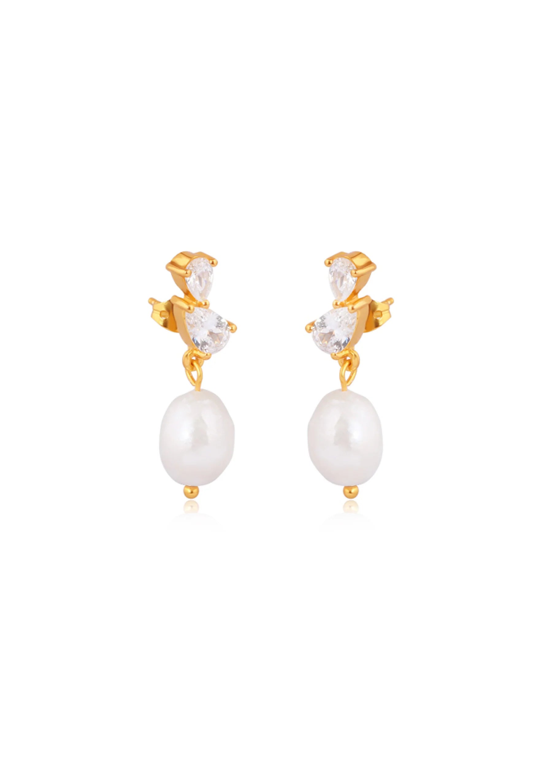 Lola Knight - Ines - Pear-Shaped Crystal and Pearl Earrings - 18K Gold