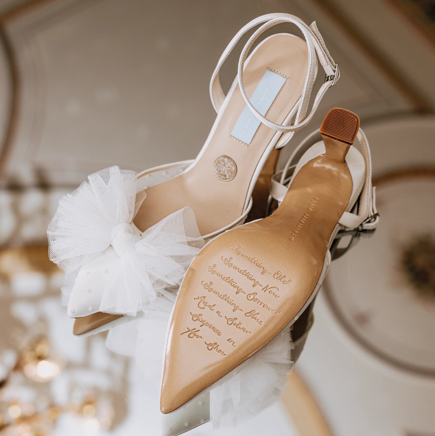 Nadia - Tulle Bow Pointed Toe Heels - Ivory