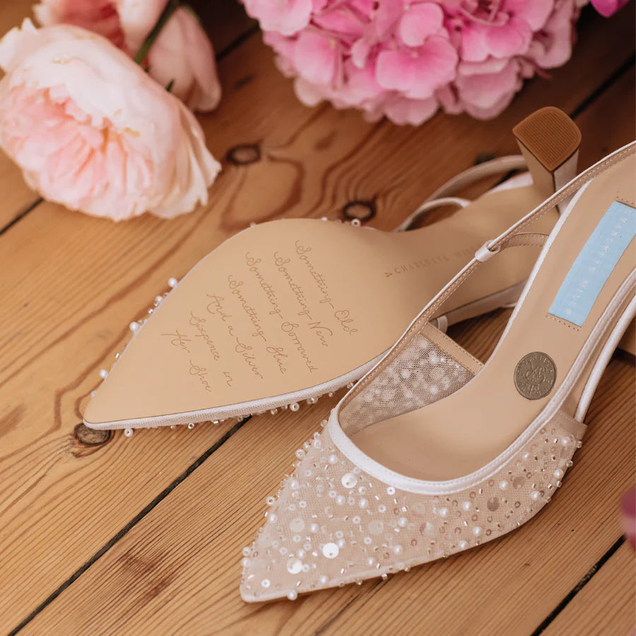 Nevaeh - Beaded Pearl Pointed Toe Bridal Heels - Ivory