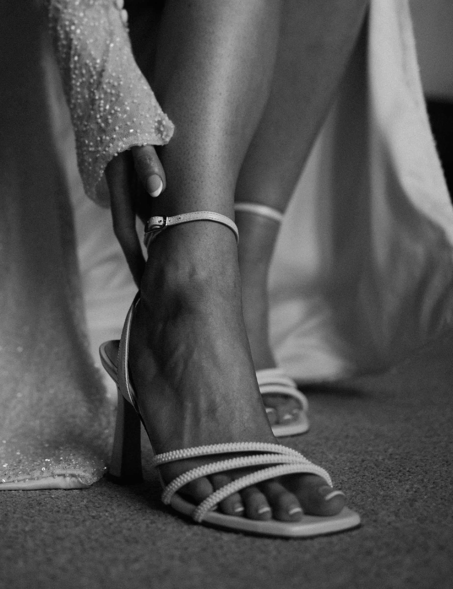 Nina - Ivory Pearl Embellished Strappy Bridal Stiletto Heel