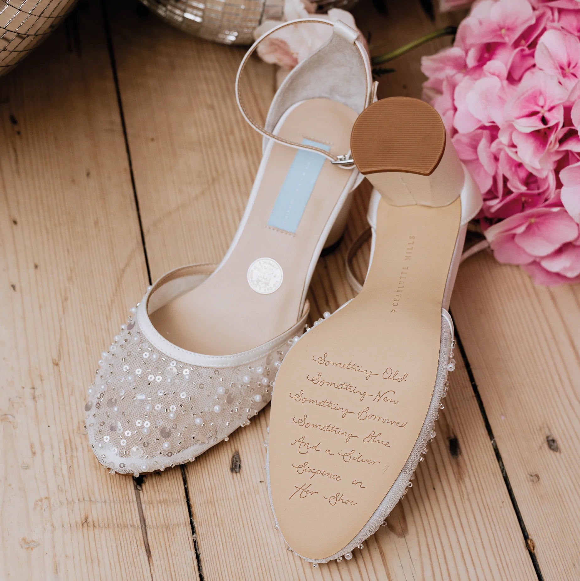 Nori - Beaded Pearl Closed Toe Low Bridal Block Heels - Ivory