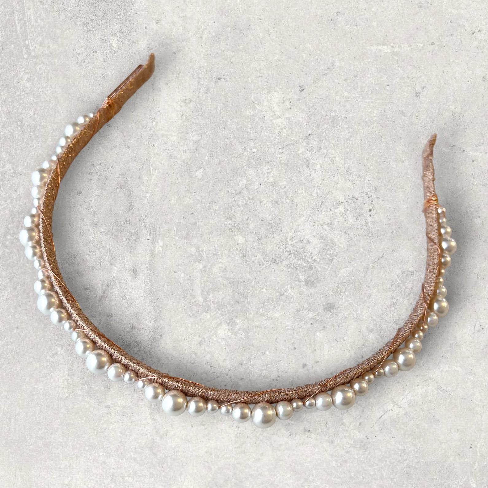 A'el Este - Sienna - Bridal Pearl Headband - Rose Gold