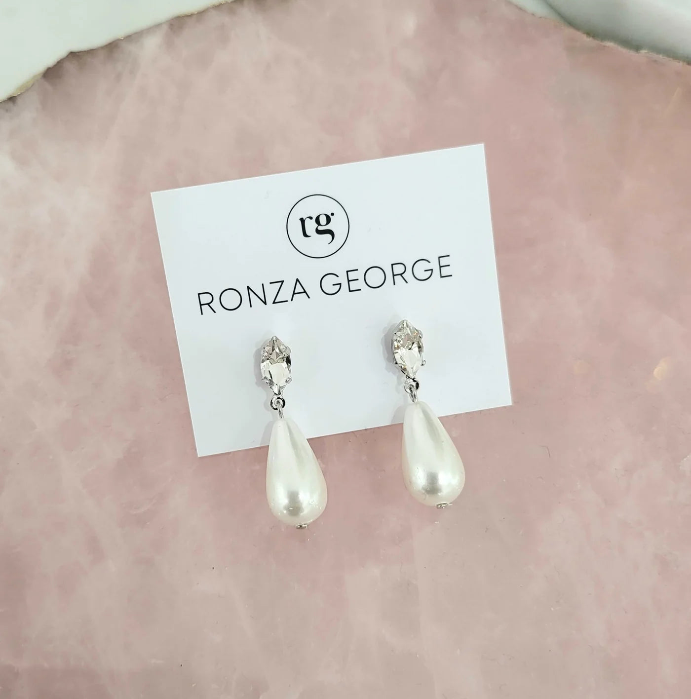 Christina Pearl - Silver Swarovski Bridal Pearl Drop Earrings