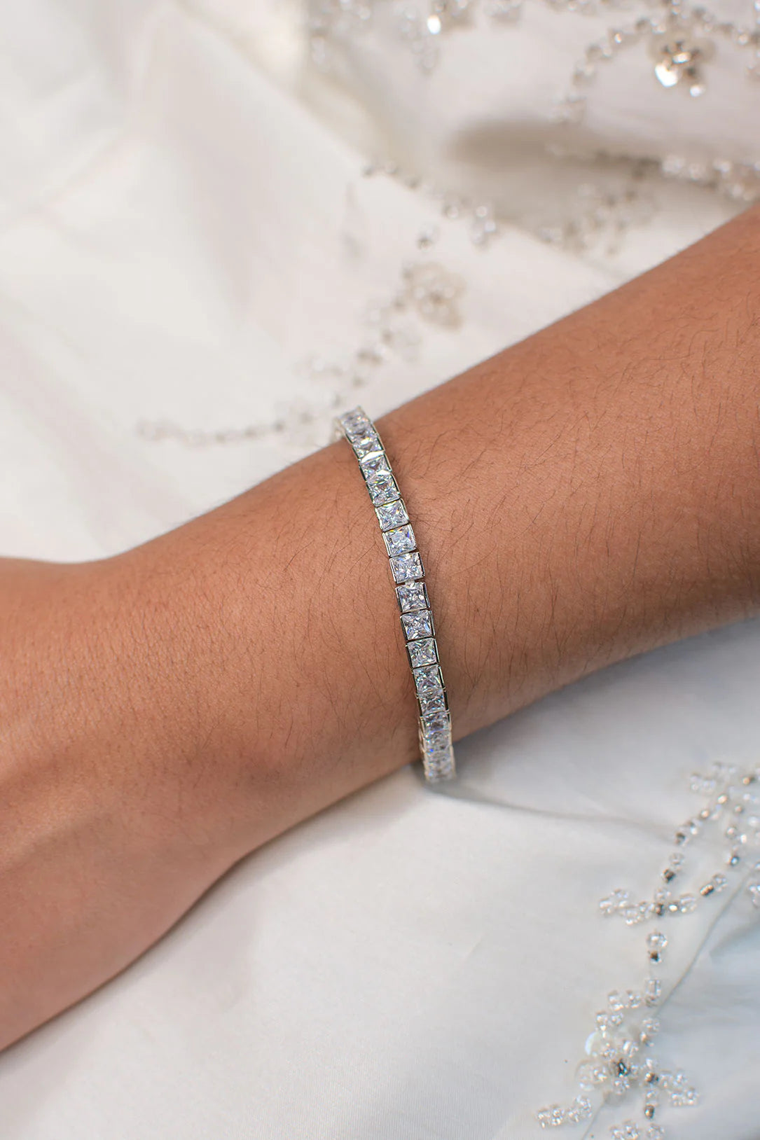 Lilibeth - Brilliant Square Cut Crystal Bridal Tennis Bracelet