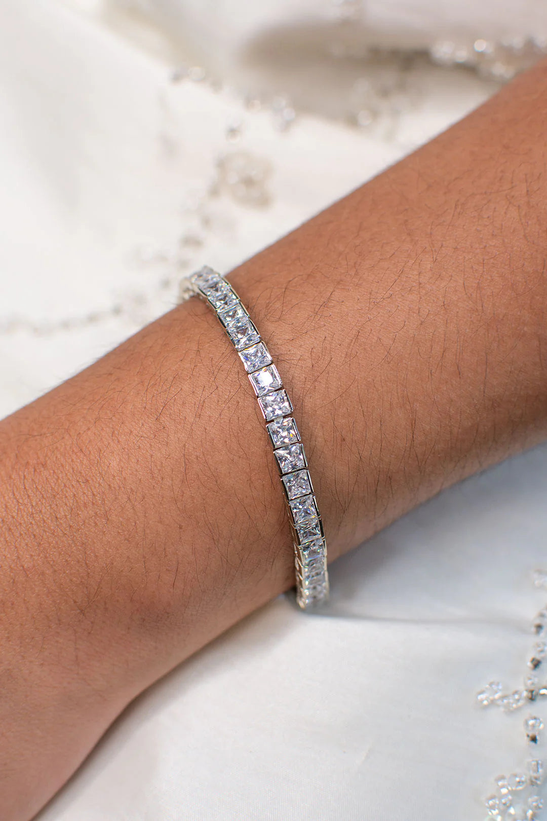 Lilibeth - Brilliant Square Cut Crystal Bridal Tennis Bracelet