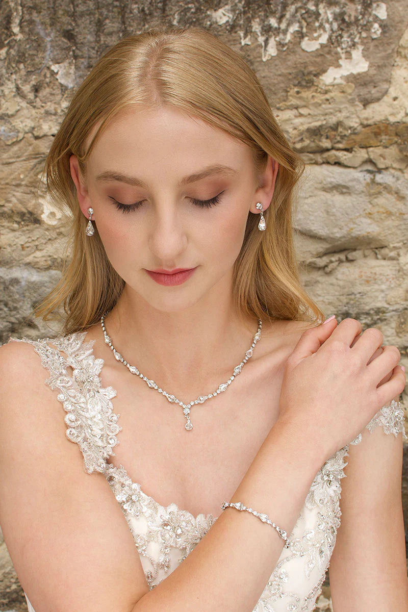 Alicia  - Classic Teardrop Crystal Bridal Necklace