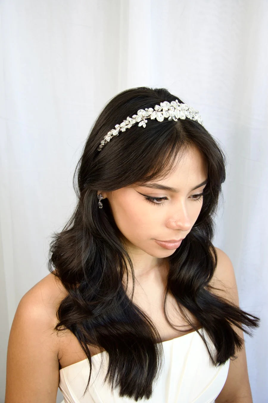 Tiana - Pear and Marquise Sparkling Crystal Bridal Headband Crown