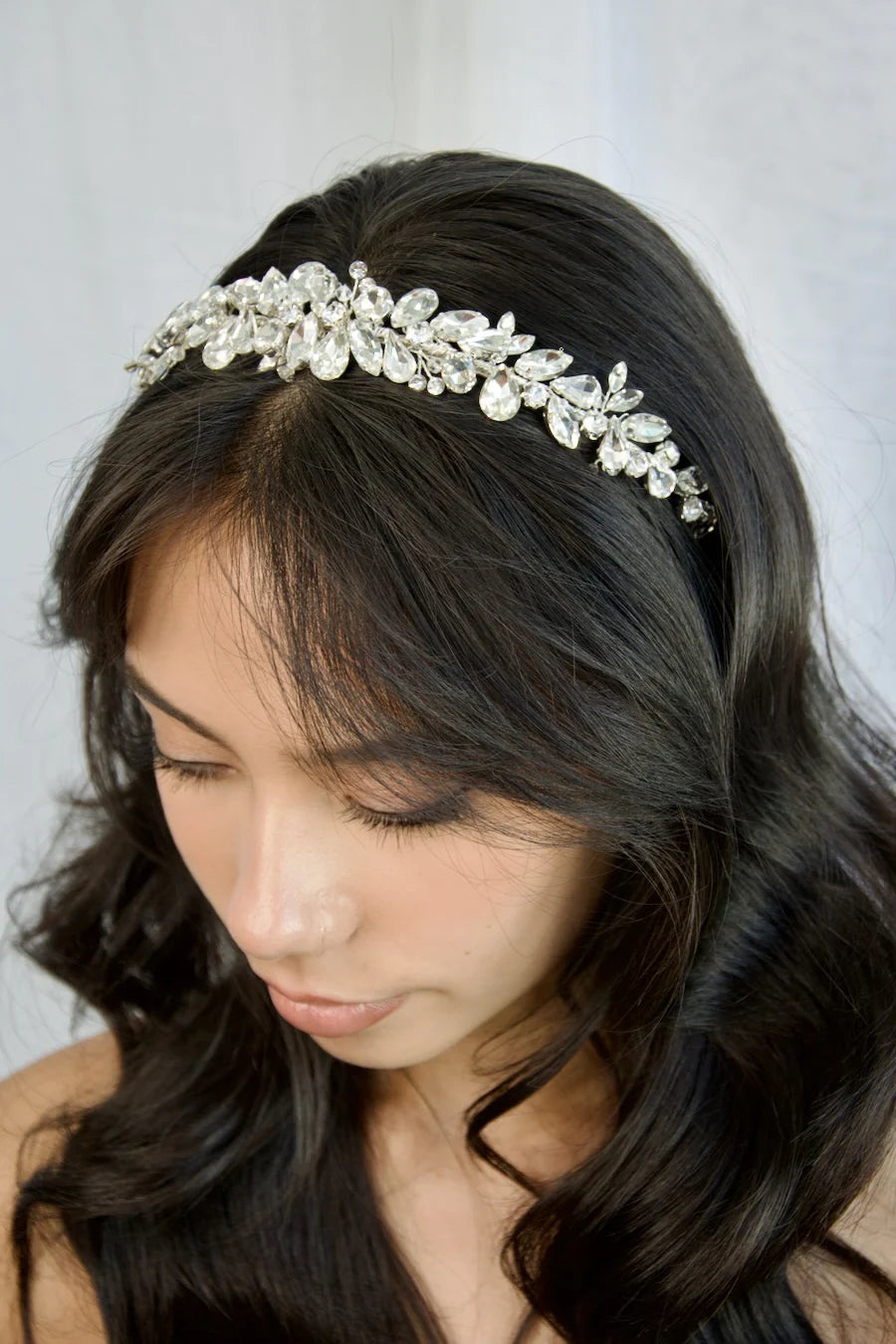 Tiana - Pear and Marquise Sparkling Crystal Bridal Headband Crown