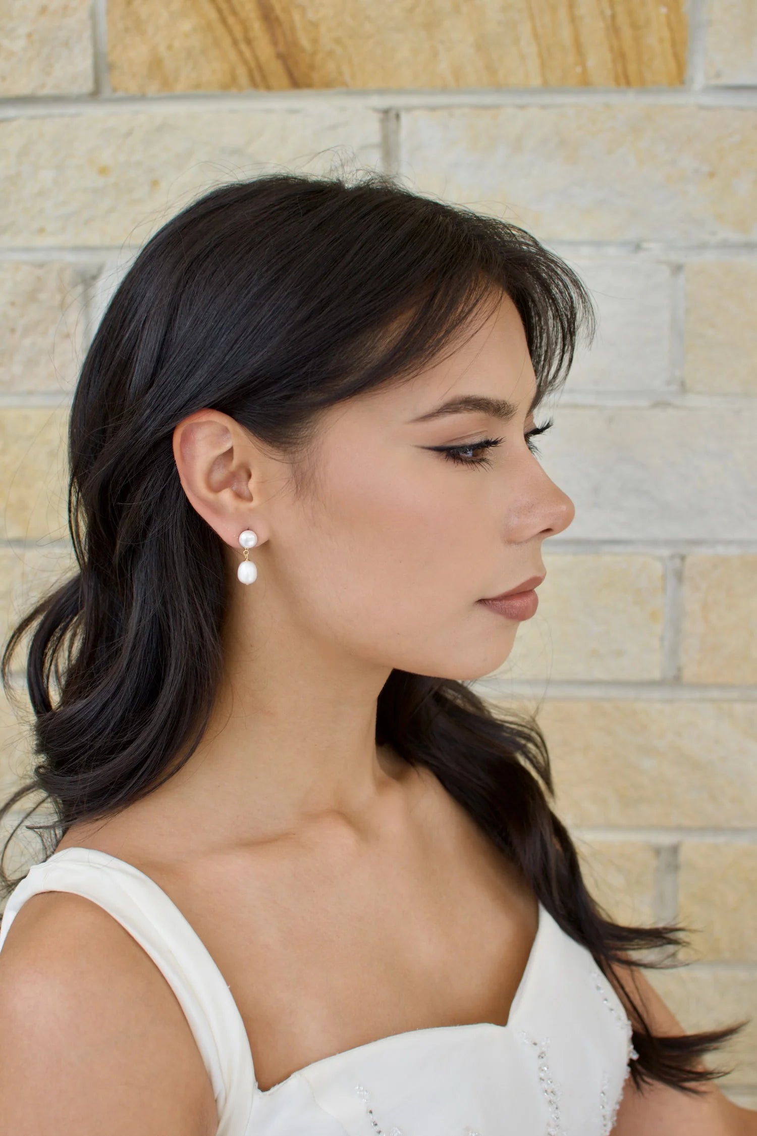 Avery - Freshwater Pearl Drop Bridal Earrings