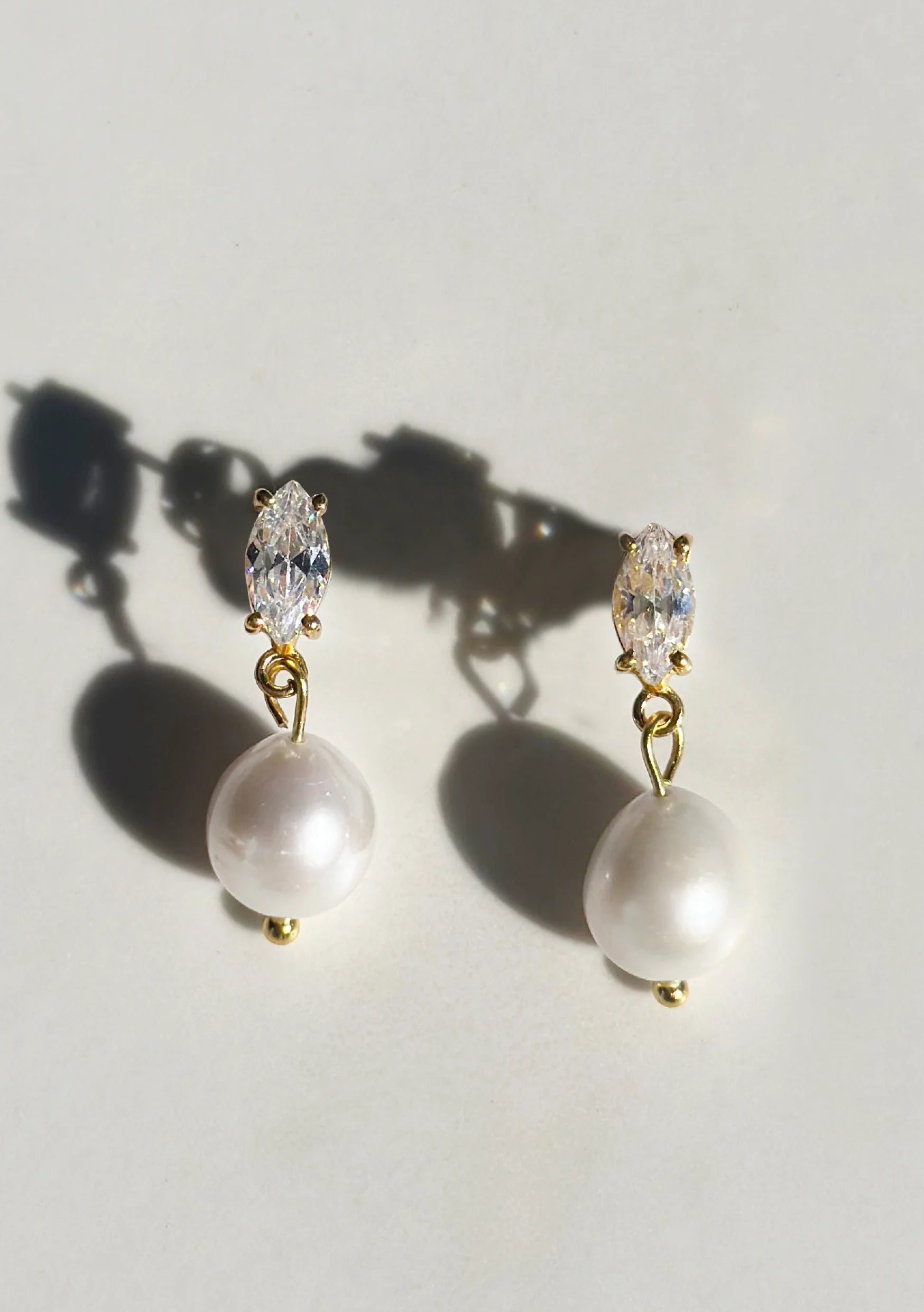 Lola Knight - Skylar Mini - Crystal And Pearl Drop Bridal Earrings - Gold