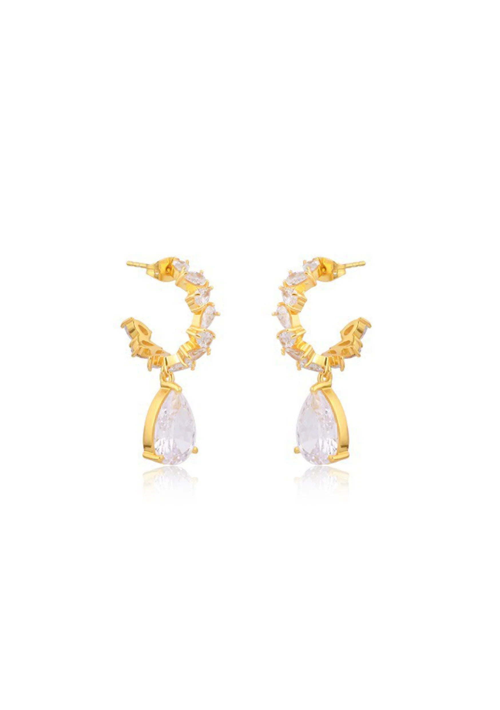 Lola Knight - Stella - Crystal Drop Bridal Earrings - Gold